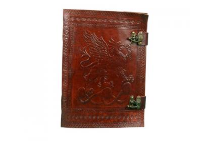Celtic Blank Leather Gryphon JOURNAL Diary BOS Wicca Pagan Shaman Witch Metal Clasp office & School Use